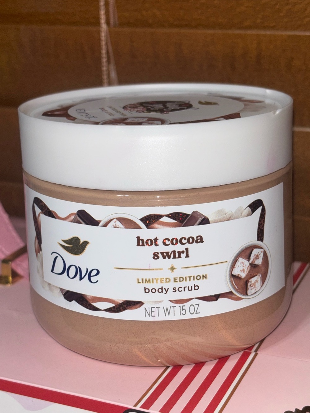 Dove Limited Edition Holiday Treat Body Scrub in the scent Hot Cocoa Swirl
